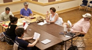 From bottom left: Acacia Duncan, Elena Perantoni-Fehr, Ian Short, Artie Isaac, Jeanine Thompson and Geoffrey Nelson at the first rehearsal